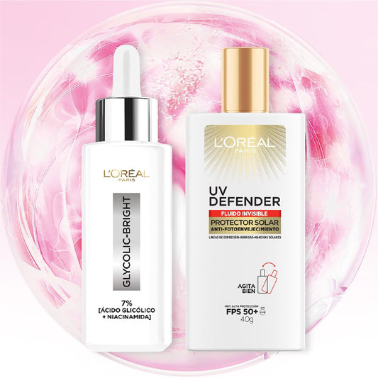 Kit L'Oréal Paris Sérum Anti Manchas Glycolic Bright + UV Defender Fluid FPS50