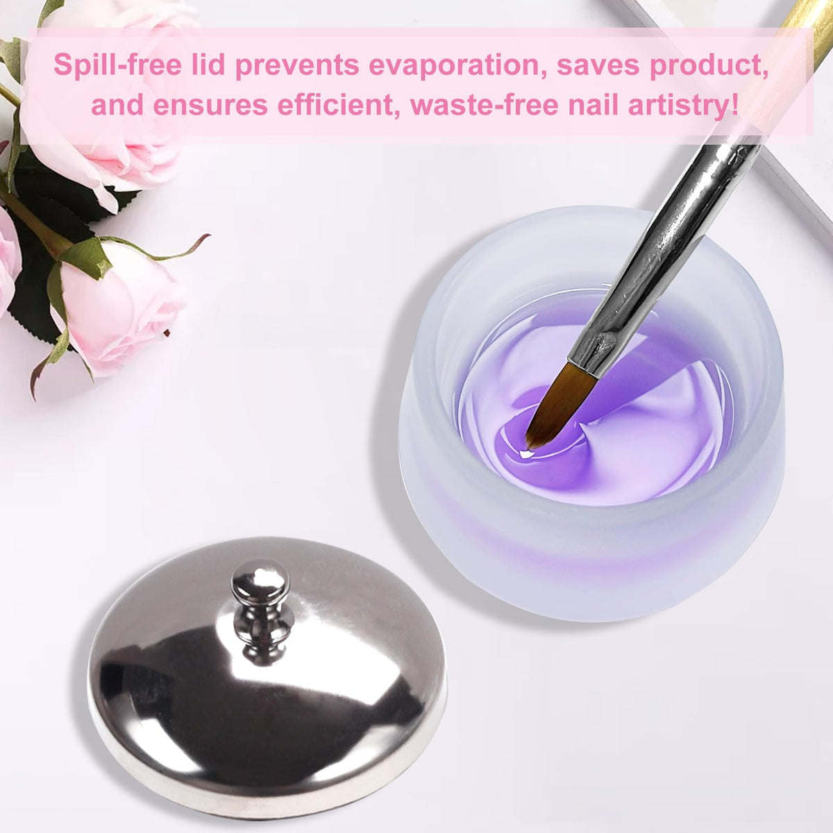 Plato de Vidrio Honey Joy Mate Acrílico Vidrio con Tapa para Nail Art Kit 2 Piezas