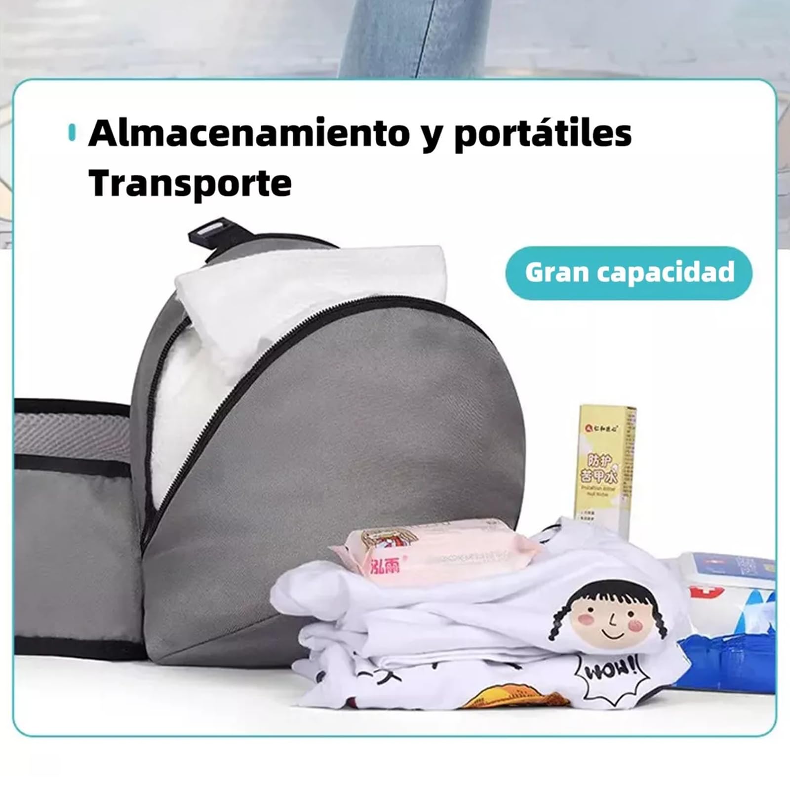 Portabebé Cangurera Multifuncional Azul Acero Con Asiento y Cinturón de Cadera