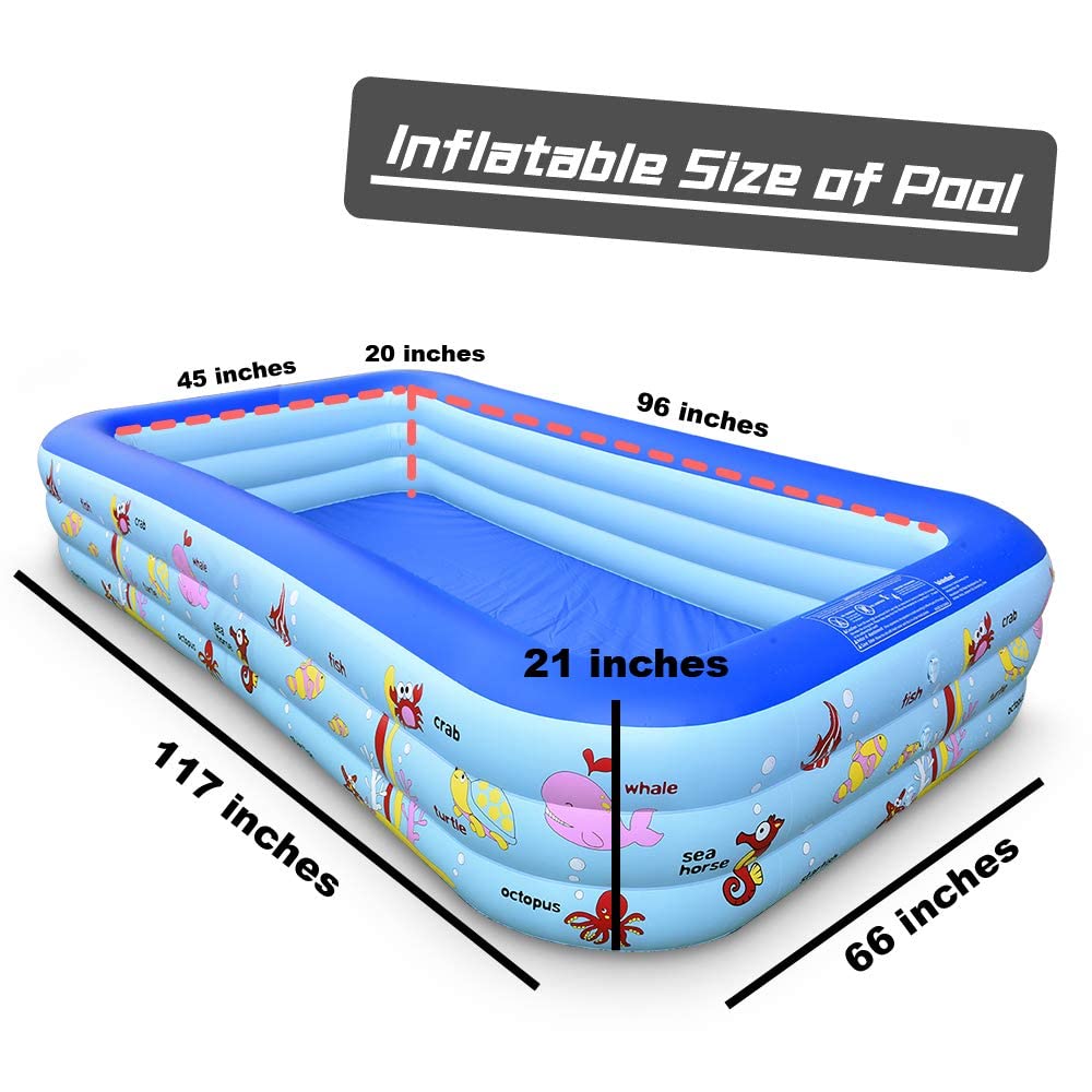 Piscina Inflable Familiar para Niños y Adultos Azul para Jardín y Patio Trasero