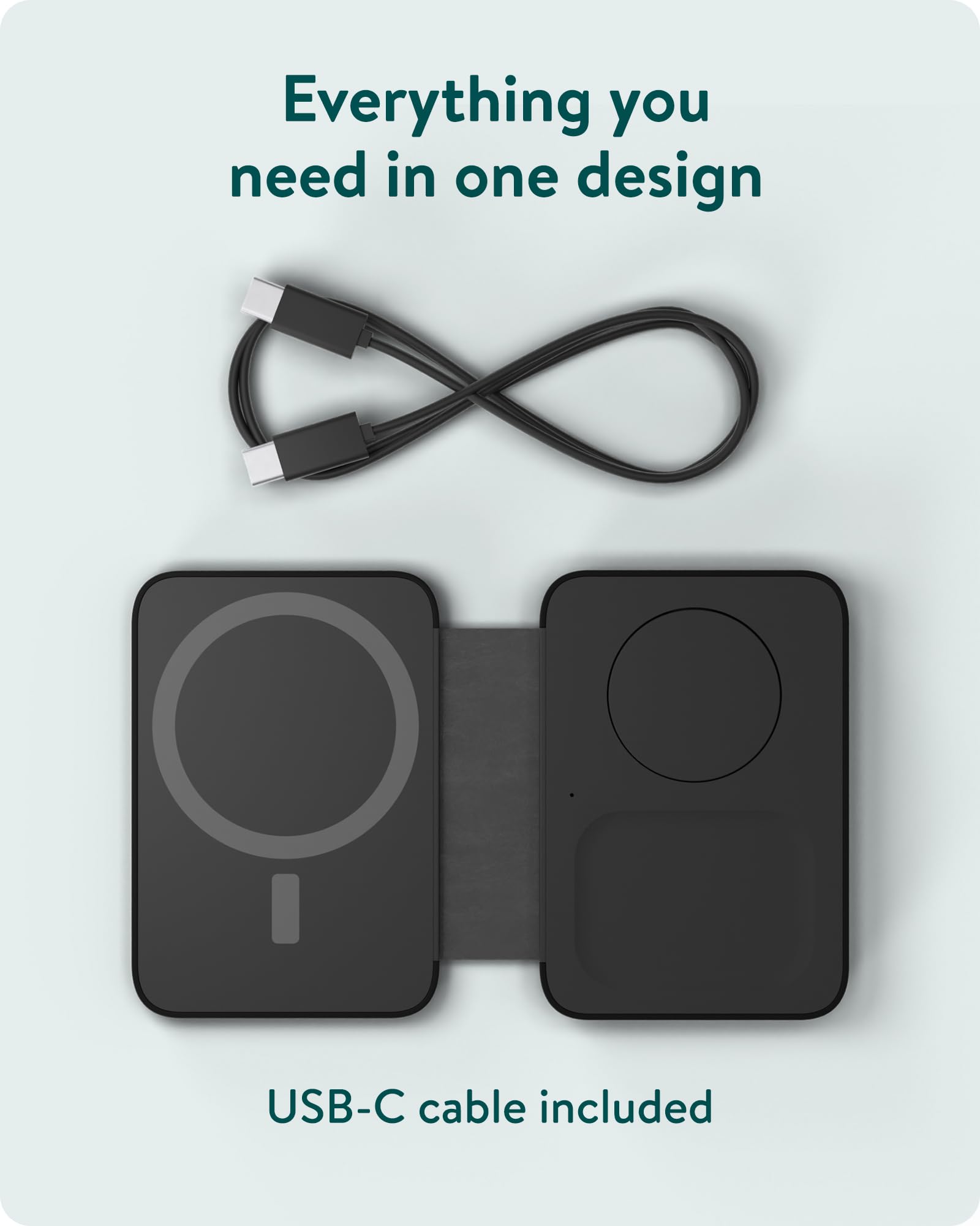Mous - Cargador inalámbrico 3 en 1 - Cargador de viaje para múltiples dispositivos MagSafe compatible para iPhone, Apple Watch y AirPods