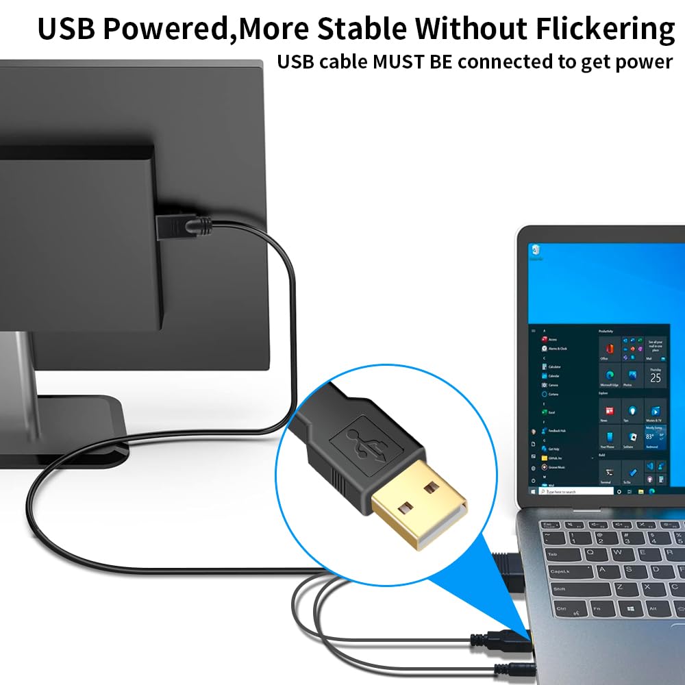 Cable Convertidor VGA a HDMI Kirzi Negro con Audio 7,6 m Compatible con Computadora y Proyector