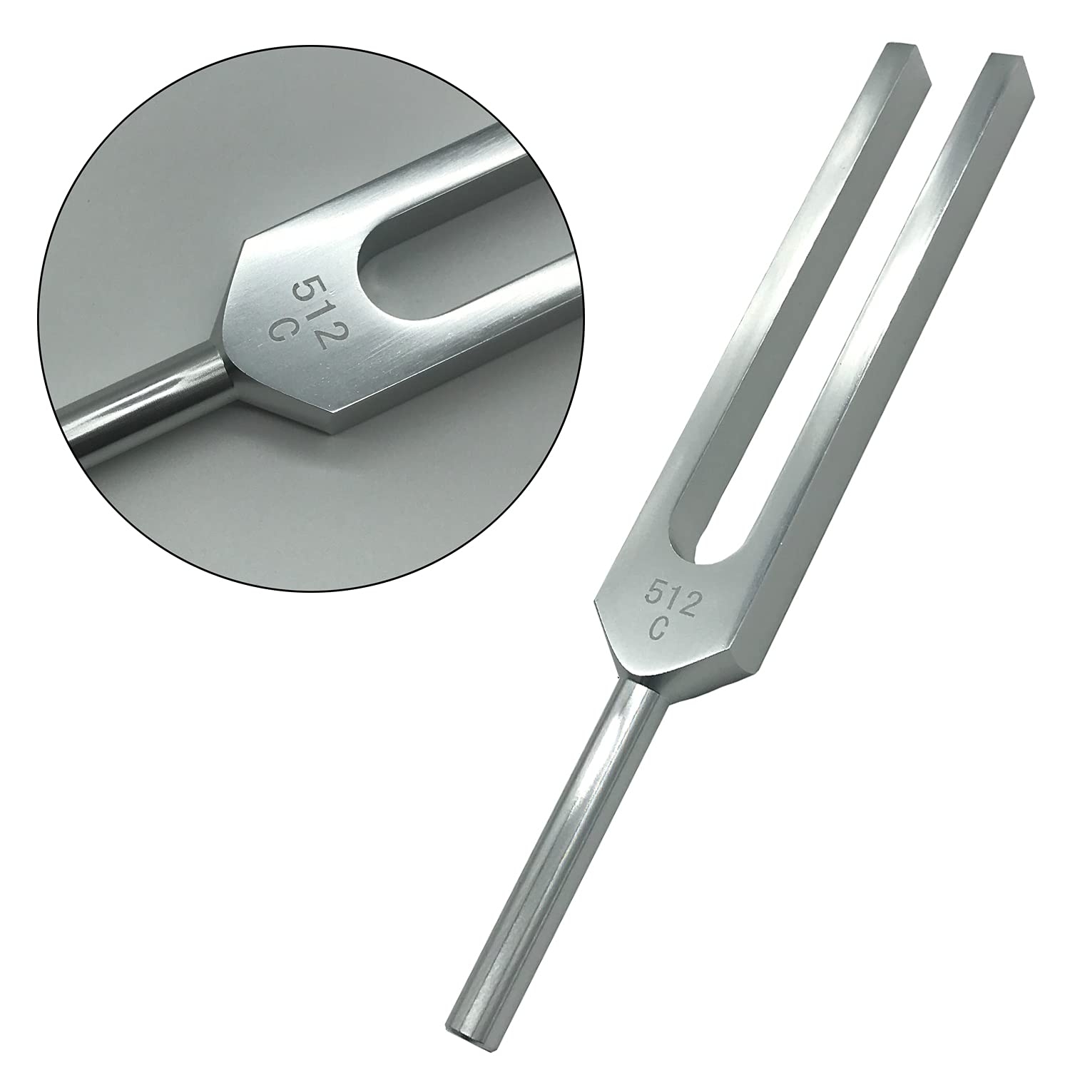 Horquilla de afinación de grado médico 512C Hz con martillo de silicona y bolsa de almacenamiento, instrumento profesional de aleación de aluminio para reparación de ADN, horquillas de afinación curativa de sonido (512C Hz, plata)