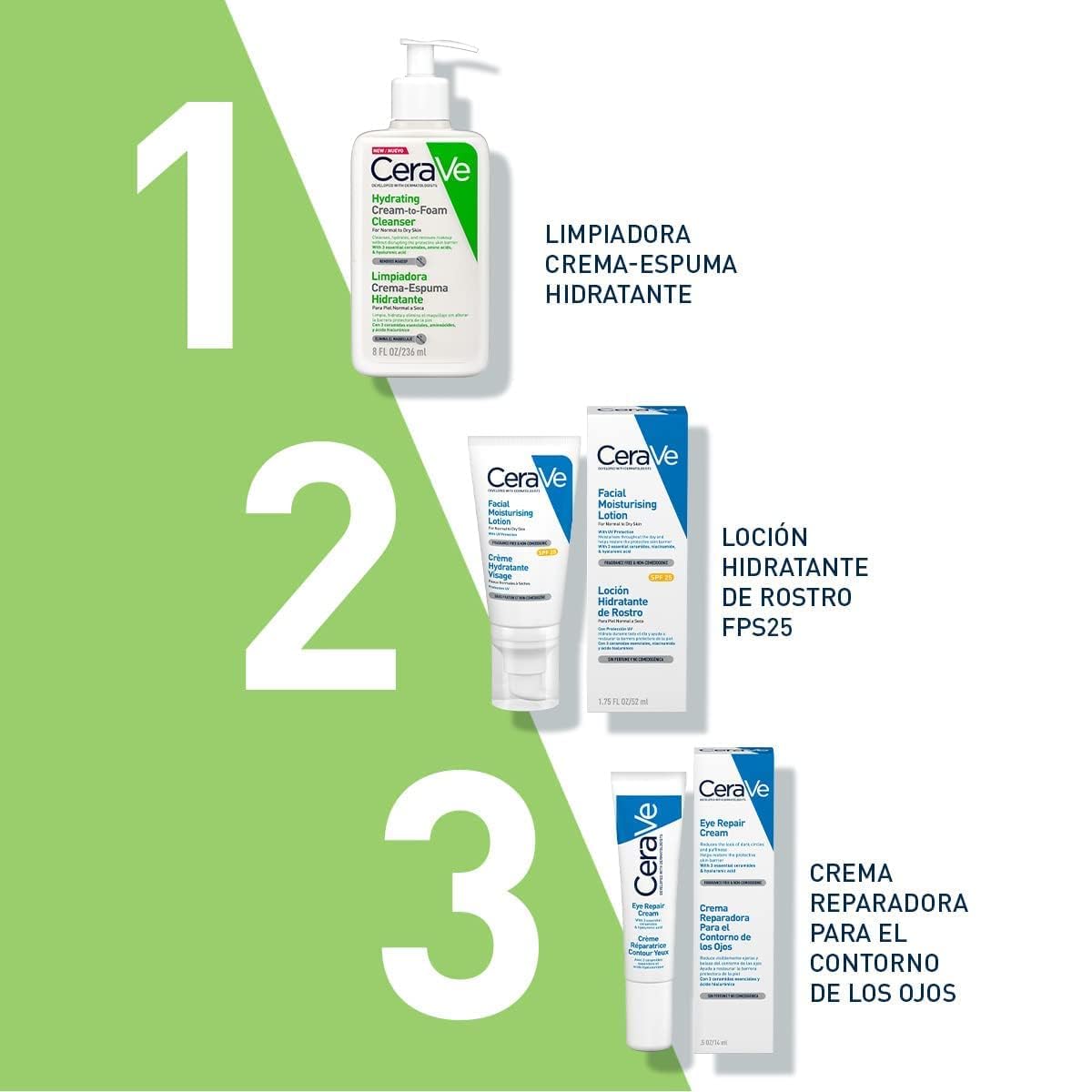 Cerave Gel Facial tratamiento Anti-imperfecciones Para Piel Grasa o Acne, 40ml + Limpiadora Crema-Espuma Hidratante Facial Diaria para Piel Normal a Seca 236ml