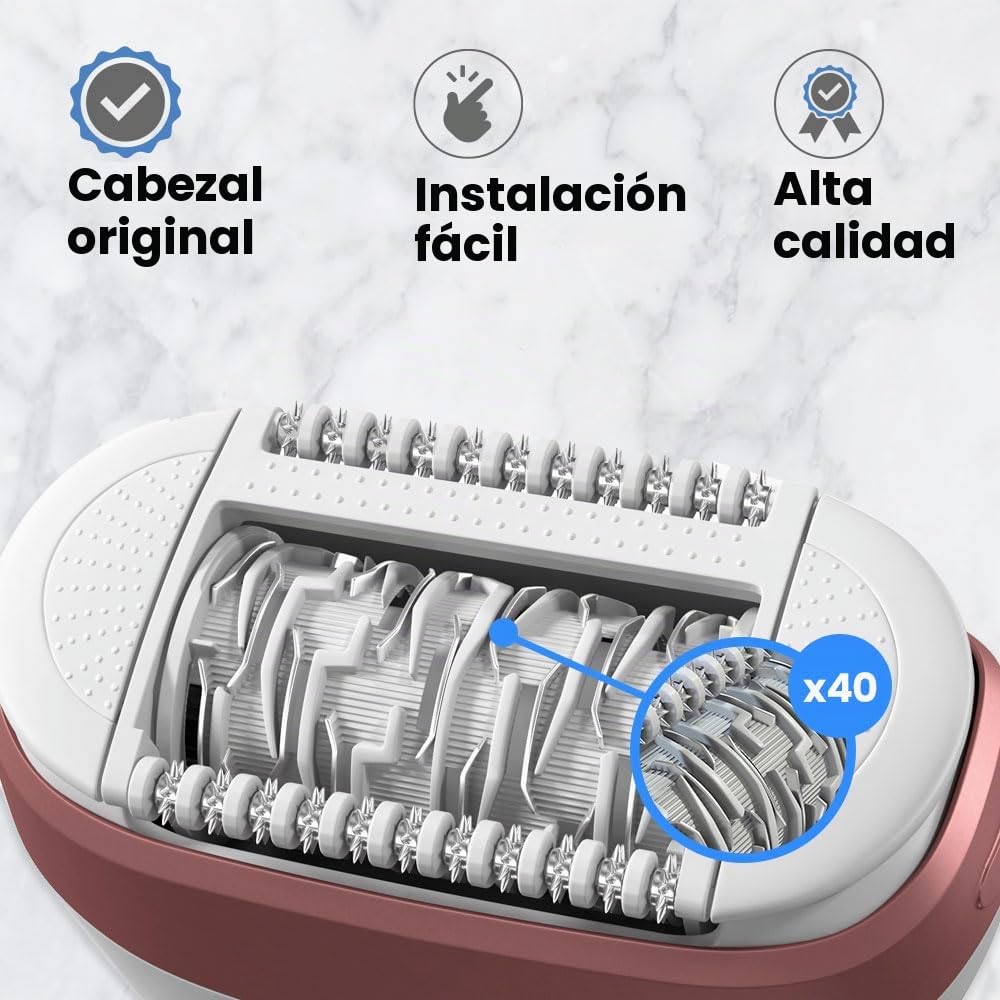 Anakel Home Repuesto Cabezal Depilación 81533164 Compatible con Braun Depiladora Silkepil 7, Silkepil 9, Xpressive y SensoSmart, Cabezal Extra Ancho, Color Blanco