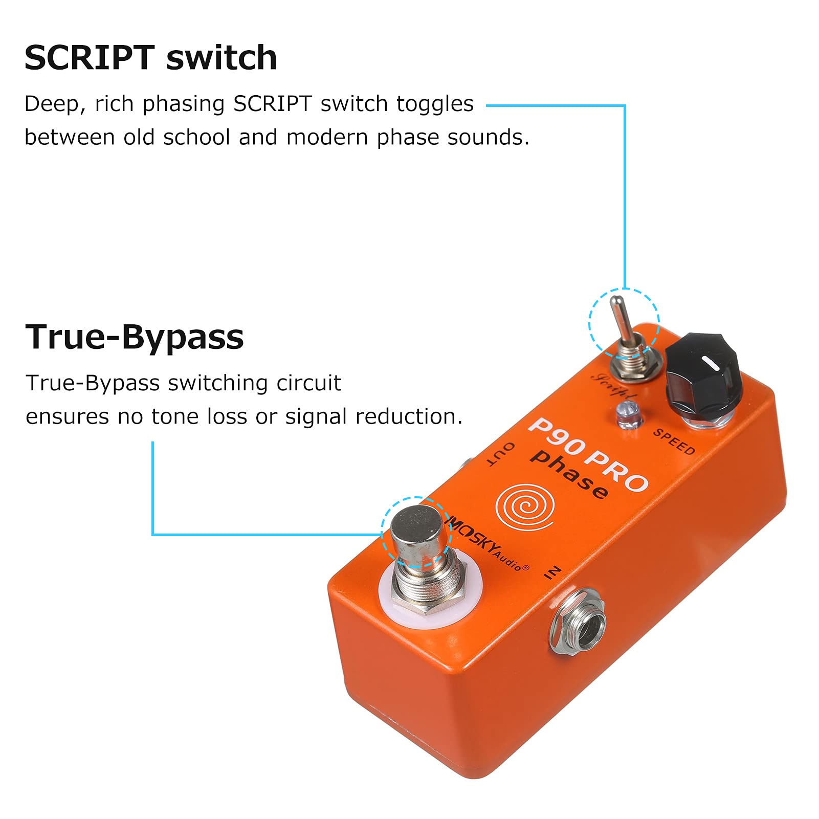 Pedal Phaser P90 Pro Phase Vintage Mini para Guitarra