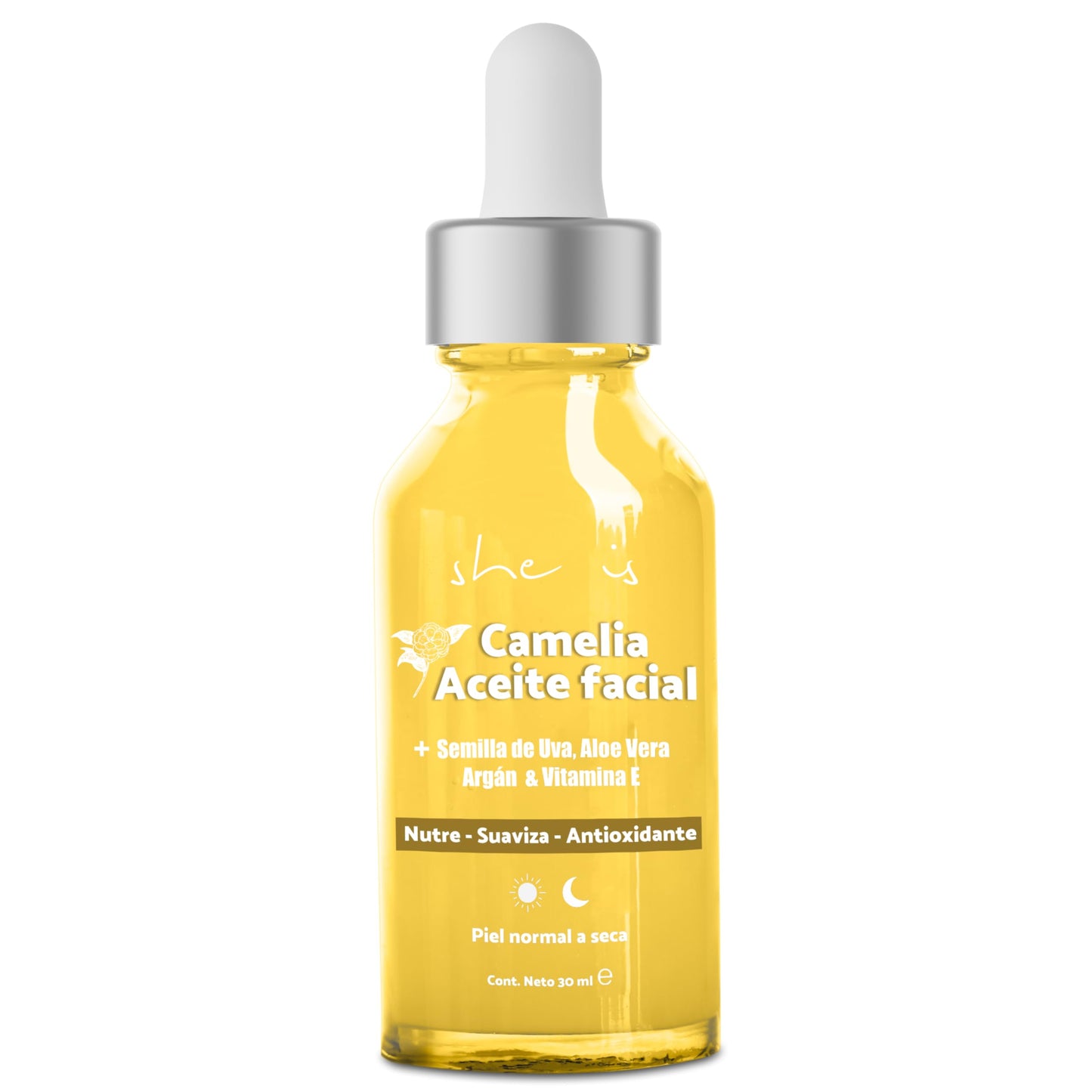 She is skincare Sérum Facial Nutritivo Camelia 6 extractos orgánicos, 30ml