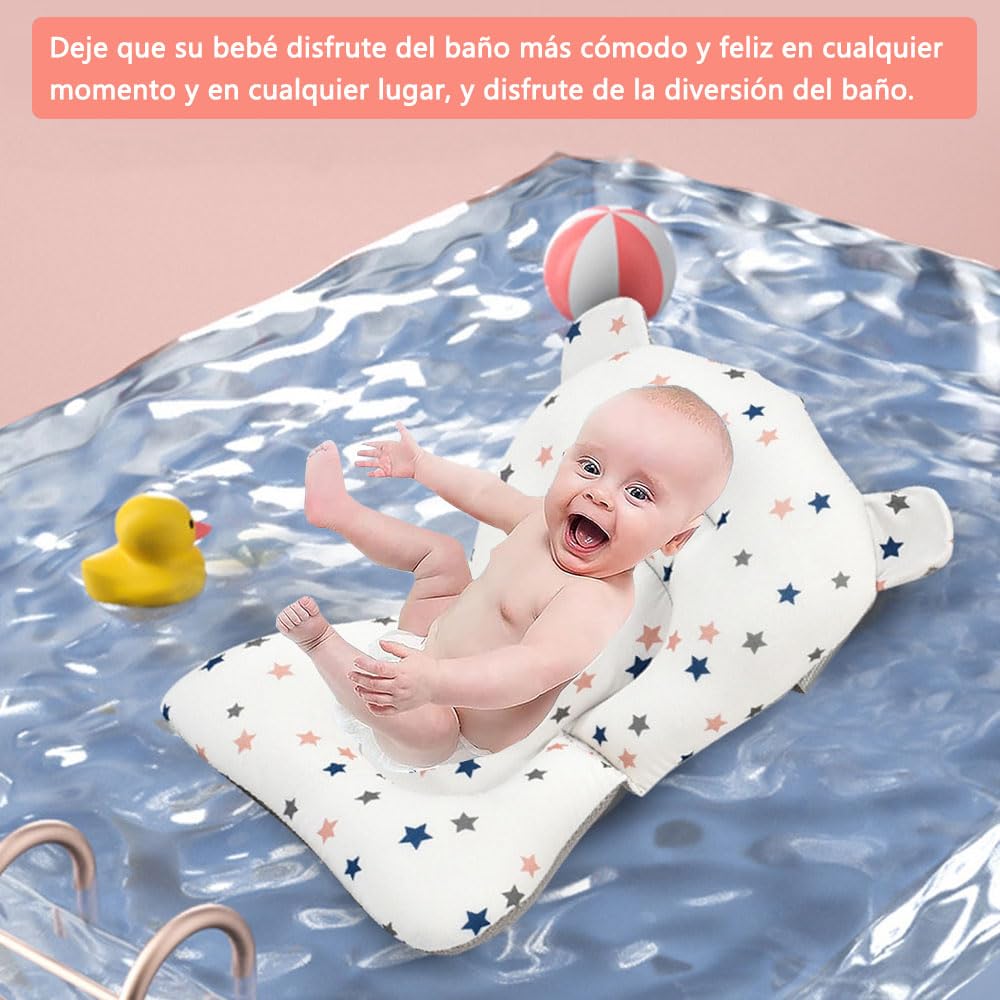 Bañera Tina de Baño Plegable para Bebés - Tina Para Baño Bebé Portátil, con Cojín Antideslizante y Visualización de la Temperatura, con Orificio de Drenaje, Apto para Niños de 0 a 6 Años (Rosa)