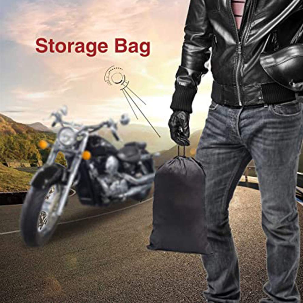 Cubierta para Motocicletas Bicicleta Impermeable Protección - Protector de Motocicleta con 2 Orificios de Bloqueo y el Bolso del Almacenaje XL (Negro y Plata)
