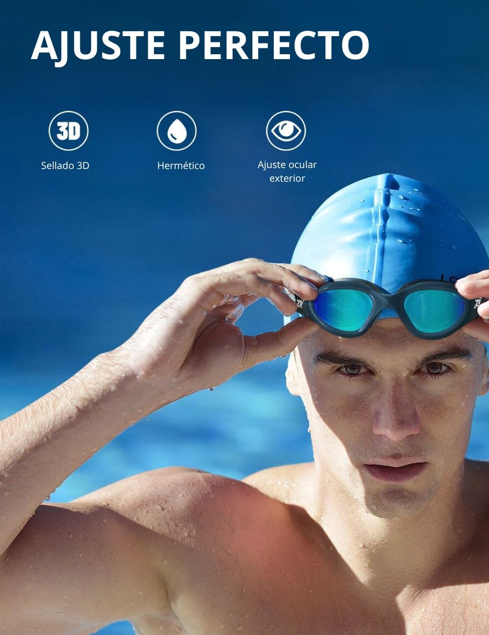 Hirola Goggles de Natación Polarizadas, Gafas Anti Empañamiento Profesionales para Adultos, Hombres y Mujeres (Negro)