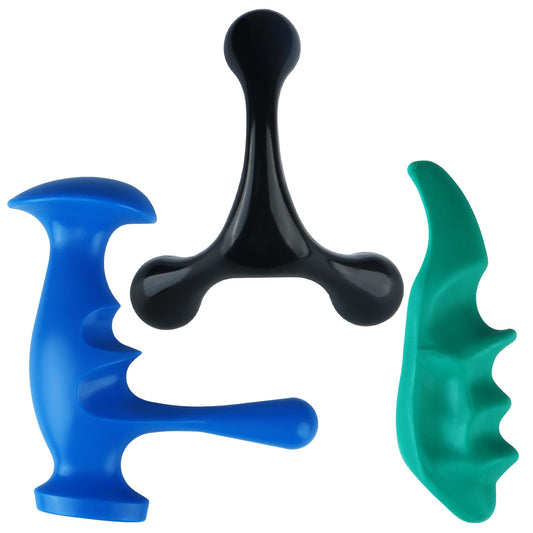 Aivwis - Herramienta de masaje para ahorrador de pulgar, herramienta manual de 3 patas para tejido profundo, juego de masaje 3 en 1 con perillas ergonómicas, recuperación muscular, alivio del estrés y