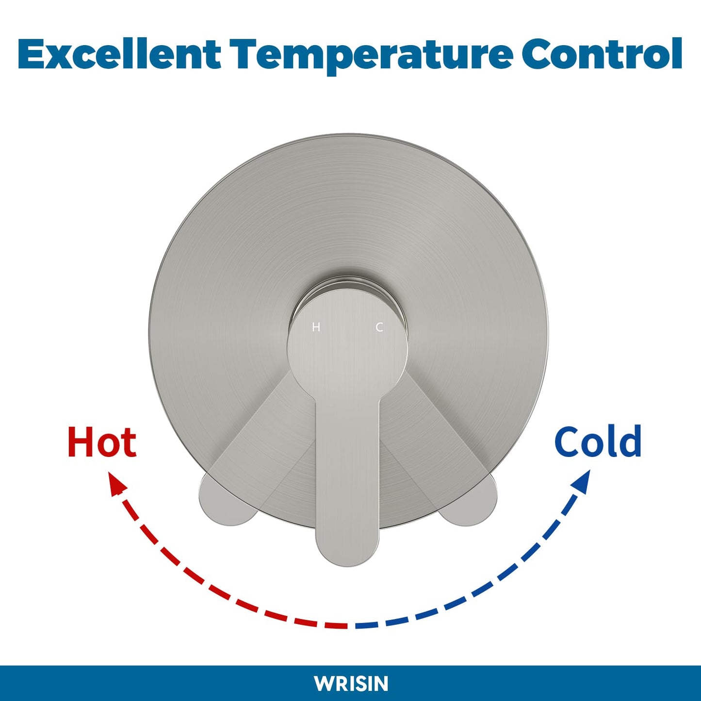 Juego de Grifos de Ducha WRISIN Níquel Cepillado con Cabezal Rian Alta Presión 6 Pulgadas para Tina