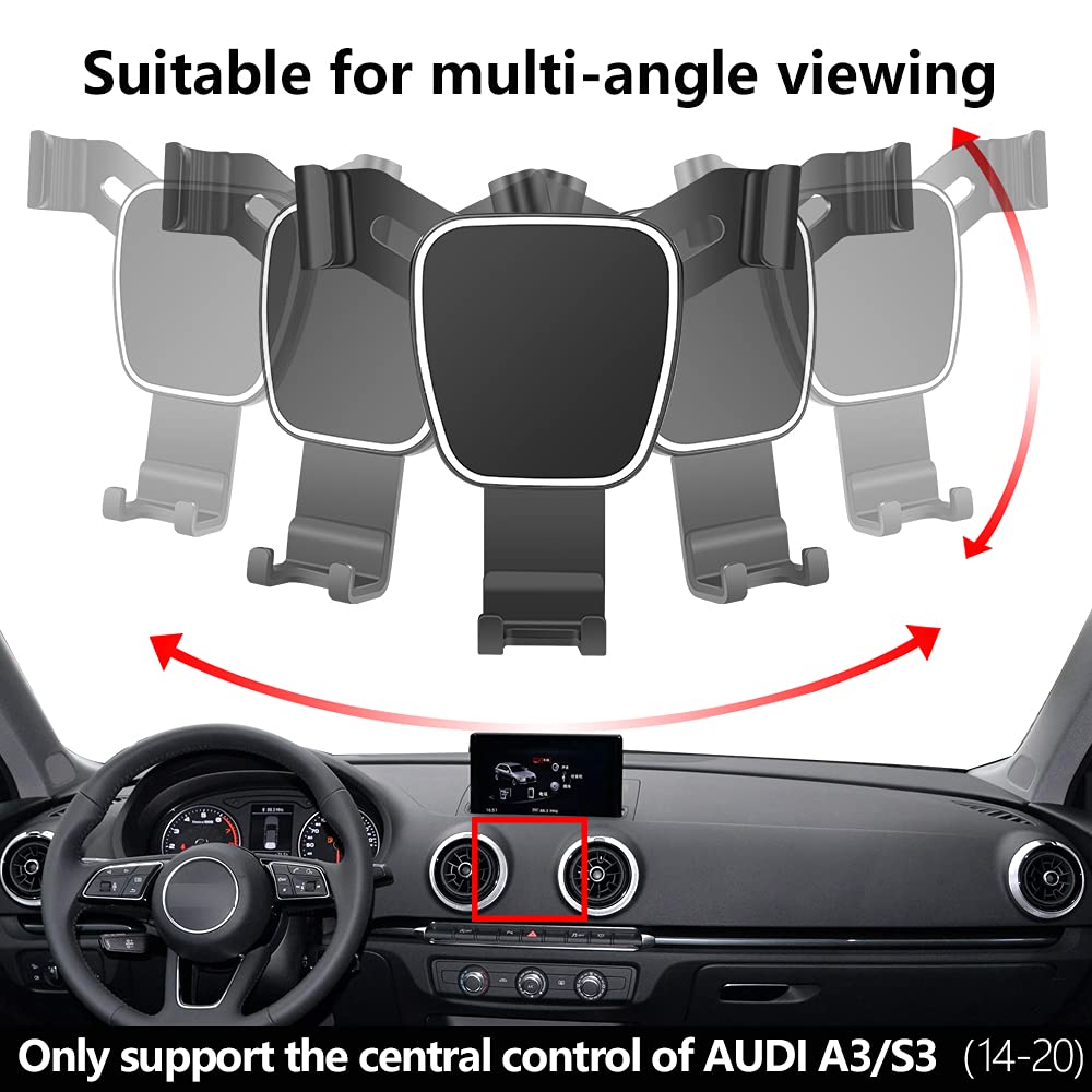 Soporte para Teléfono de Coche LUNQIN Negro para Audi A3 S3 RS3 2014-2020