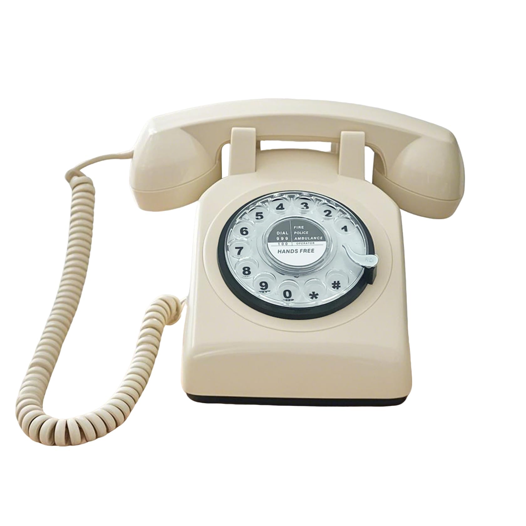 TelPal - Teléfonos fijos para el hogar, teléfono retro de la antigua moda, teléfono casero con cable manos libres con teclado rotativo, oficina, hotel, teléfono antiguo Shcool, 301-Ivory