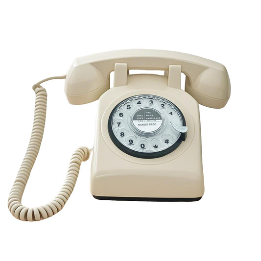 TelPal - Teléfonos fijos para el hogar, teléfono retro de la antigua moda, teléfono casero con cable manos libres con teclado rotativo, oficina, hotel, teléfono antiguo Shcool, 301-Ivory