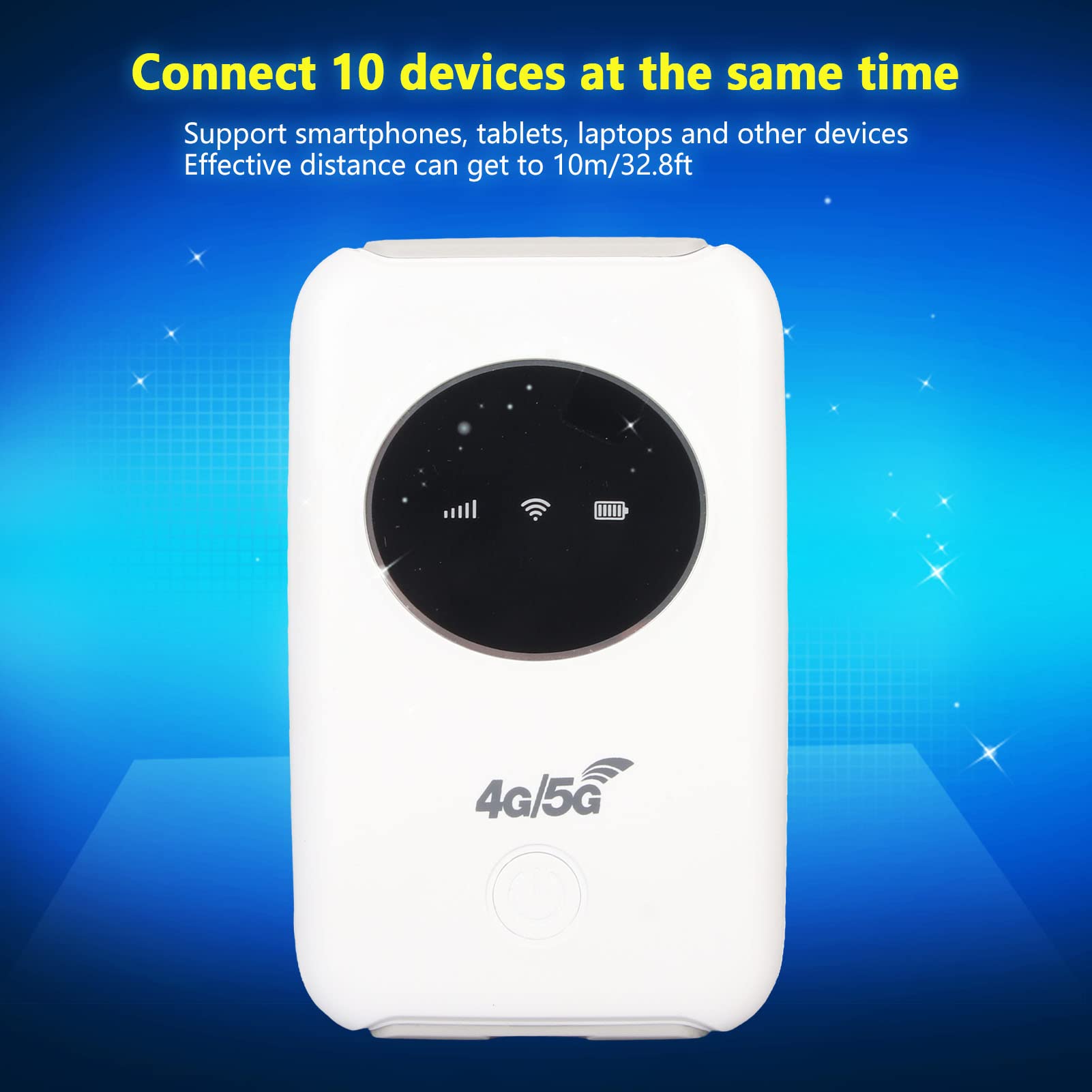 Enrutador de Punto de Acceso Móvil WiFi 4G LTE, WiFi Portátil 5G WiFi Desbloqueado con Ranura para Tarjeta SIM, 300 Mbps,WiFi Móvil Portátil para Juegos, Viajes, Festivales, Música