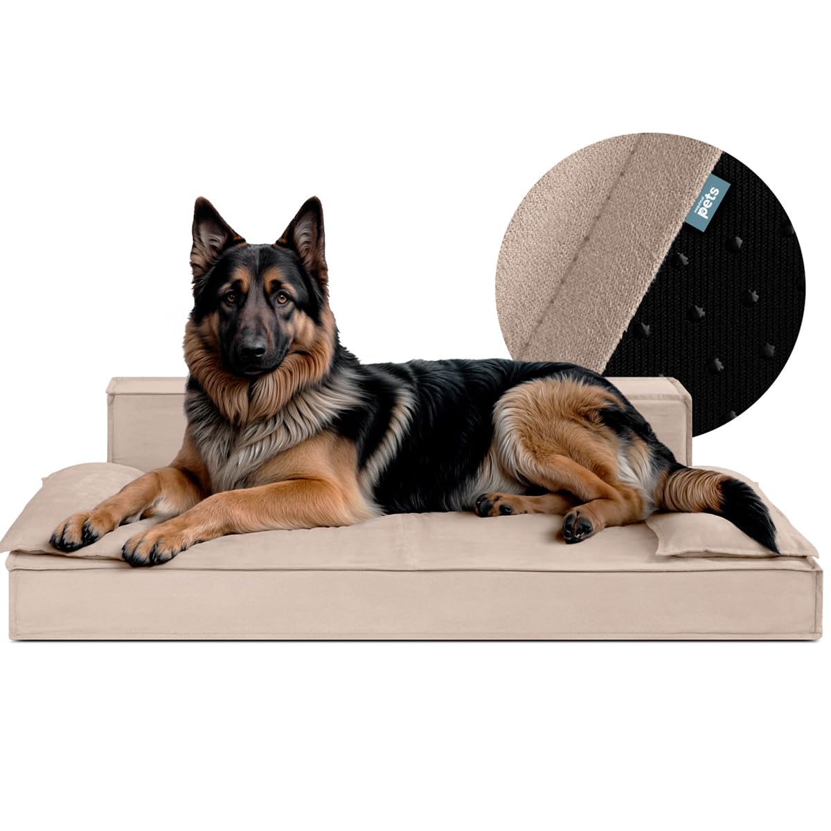 Sofá Cama Ortopédica ESQUIMAL Champagne Extra Grande para Perros y Mascotas con Funda Lavable
