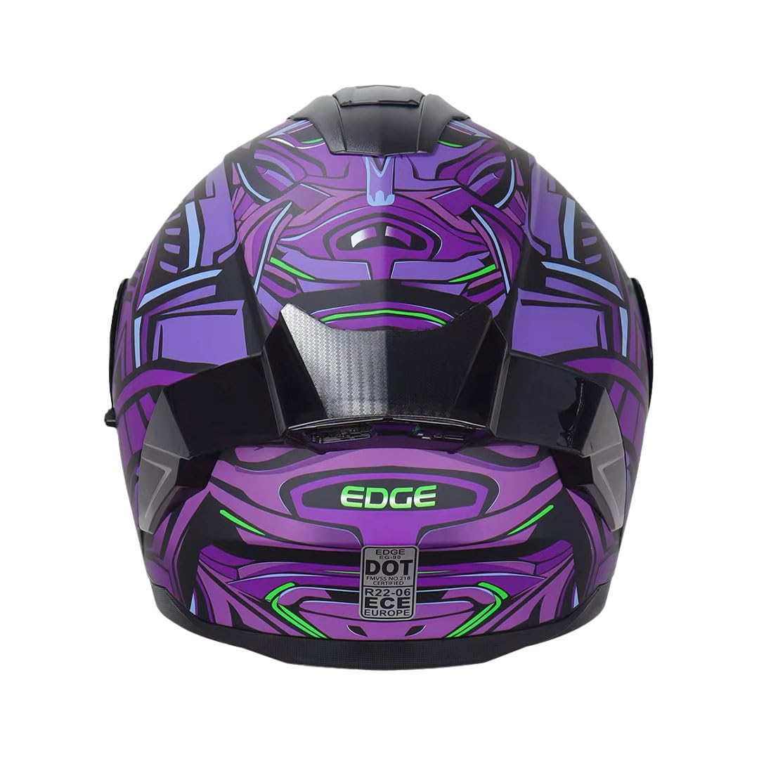 Casco Para Moto Integral BOSTON - Casco Motocicleta Marca EDGE - Visor Doble ANTIVAHO - Cascos Para Motos Certificados Dot Moto - Accesorios Para Moto Motocross Motocicleta Mujer Hombre Cascos De Moto