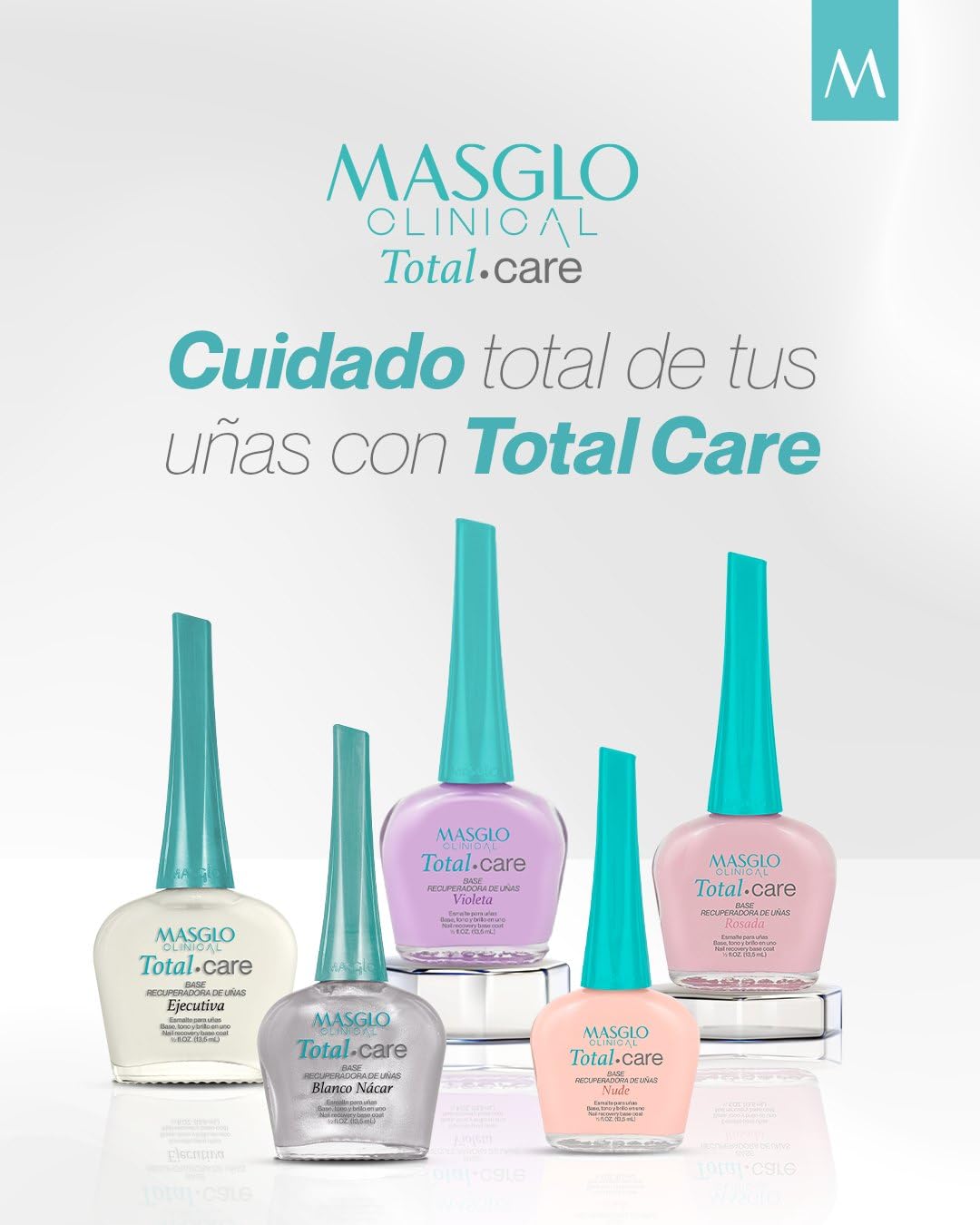 Base Masglo Clinical Base recuperadora de uñas maltratadas Tono Blanco Nácar 13.ml-Esmalte de Uñas Dañadas