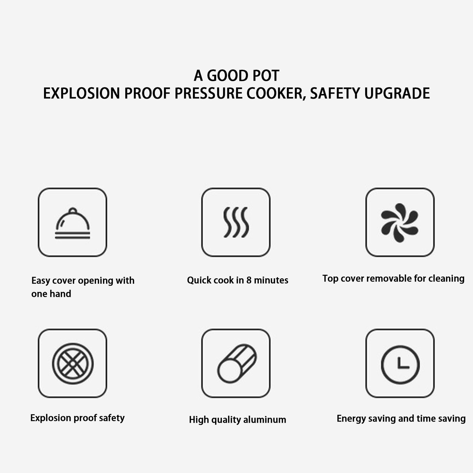 Fockety Olla a Presión, Olla a Presión de Aluminio para Estufa de 3L/4L/5L de Capacidad, Olla Arrocera Compatible con Inducción y Gas a Prueba de Explosiones para Familia o Comercial (4L)