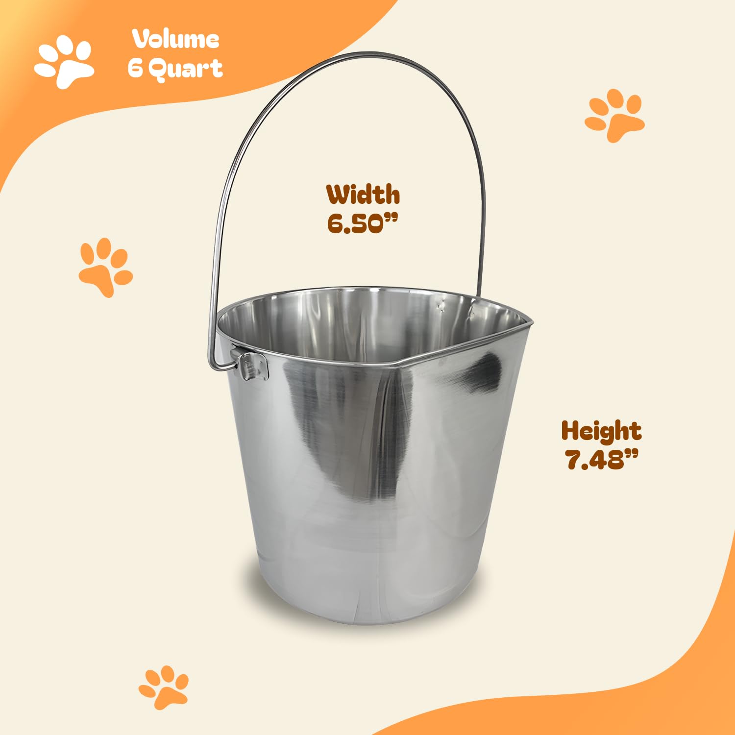 Advance Pet Products Cubo Plano de Acero Inoxidable Pesado, Plano de 6 Cuartos