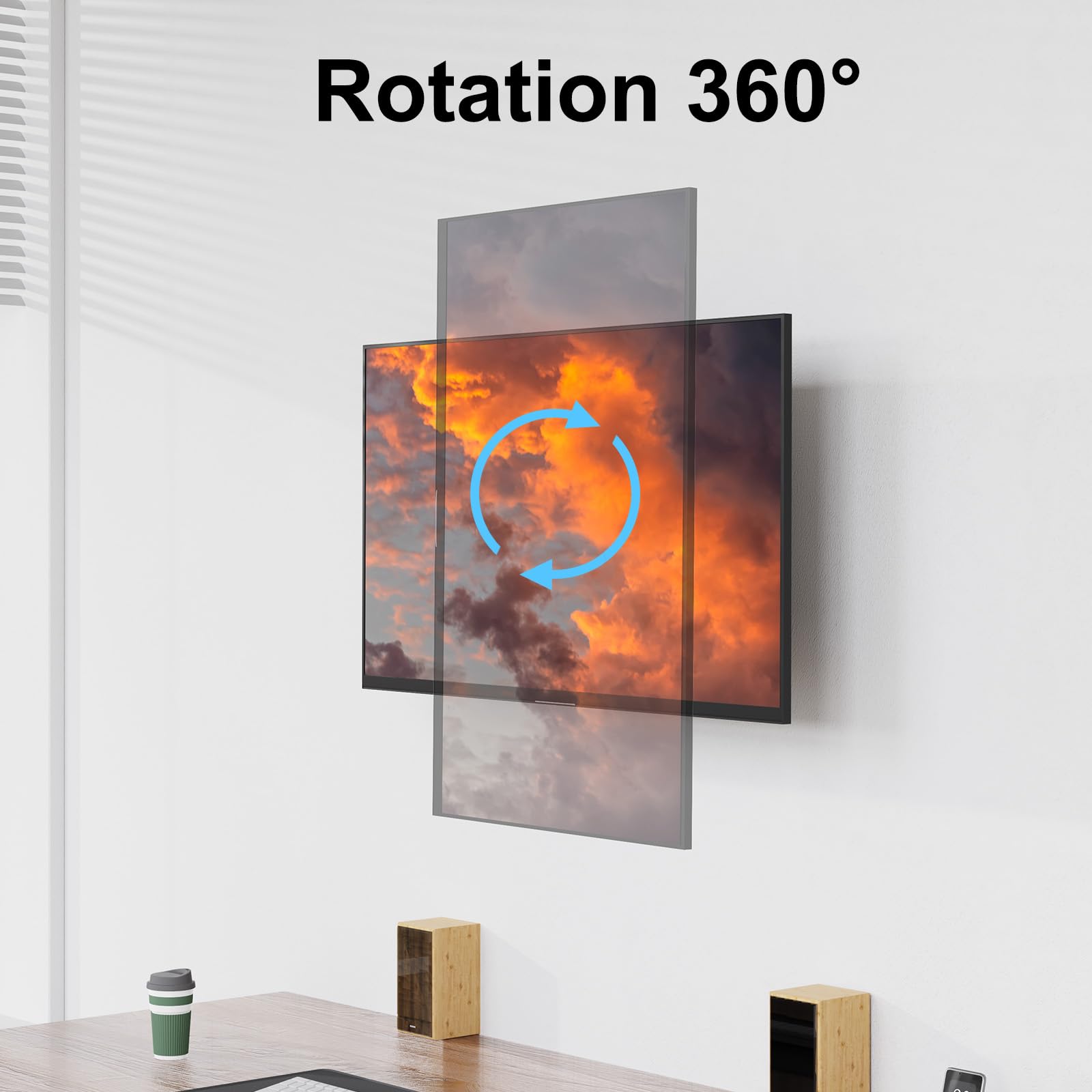 Soporte de Pared ErgoFocus Negro Ultra Ancho para Monitor de Hasta 35 Pulgadas con Brazo de Resorte de Gas