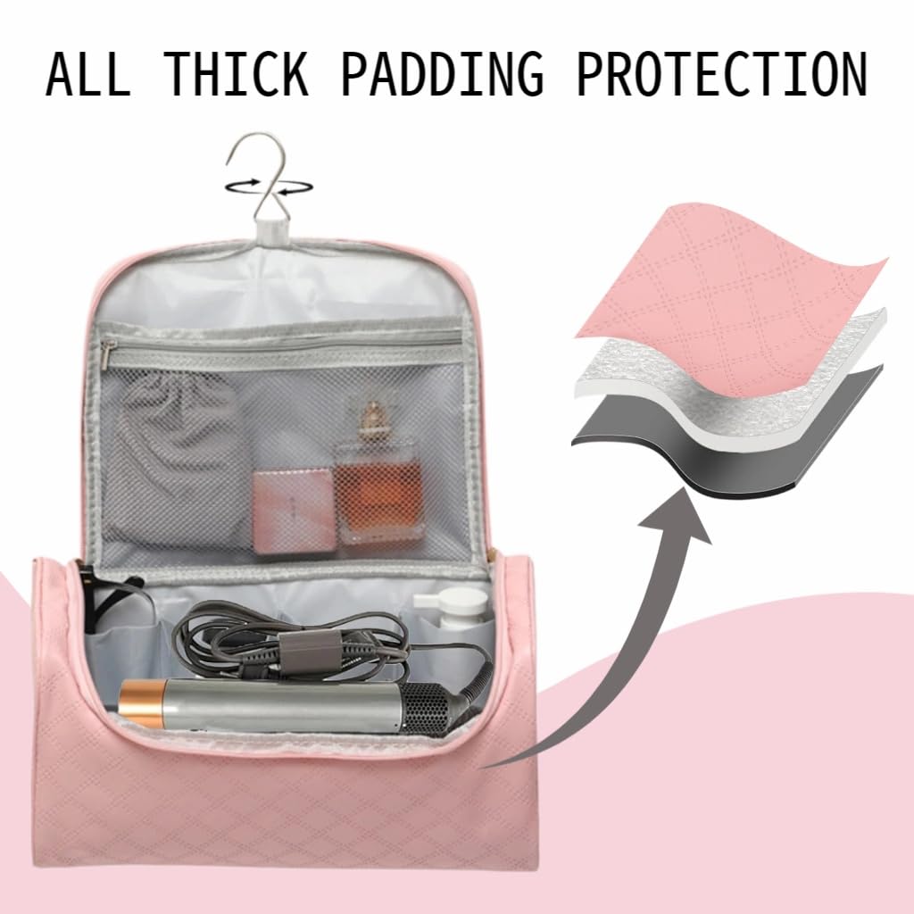 Dongawin - Funda de viaje de piel de alta calidad para airwrap dyson y shark secador de pelo airwrap, impermeable y fácil de limpiar con acolchado suave de 360°, bolsa de viaje ligera para
