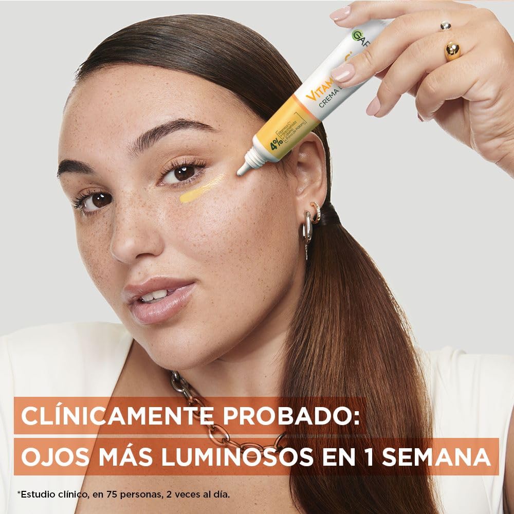 Garnier Express Aclara Crema de Ojos para Reducción Ojeras con Vitamina C, Niacinamida, Cafeína, 15 ml + Neutrogena Crema Hidratante Facial Reparador Nocturno Face Care Intensive Colageno 100g