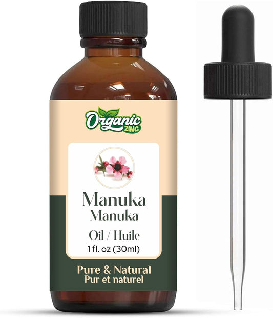 Organic Zing Manuka (Leptospermum scoparium) Oil | Pure & Natural Oil for Skin Care. Hair Care, Aroma & Diffusers- 30ml/1.01fl oz