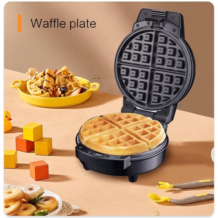 KOLENSA Donut Maker, 3 en 1 máquina eléctrica de pasteles de dibujos animados, tostador de postre desmontable para sándwich, con 3 platos antiadherentes intercambiables extraíbles, para desayuno por