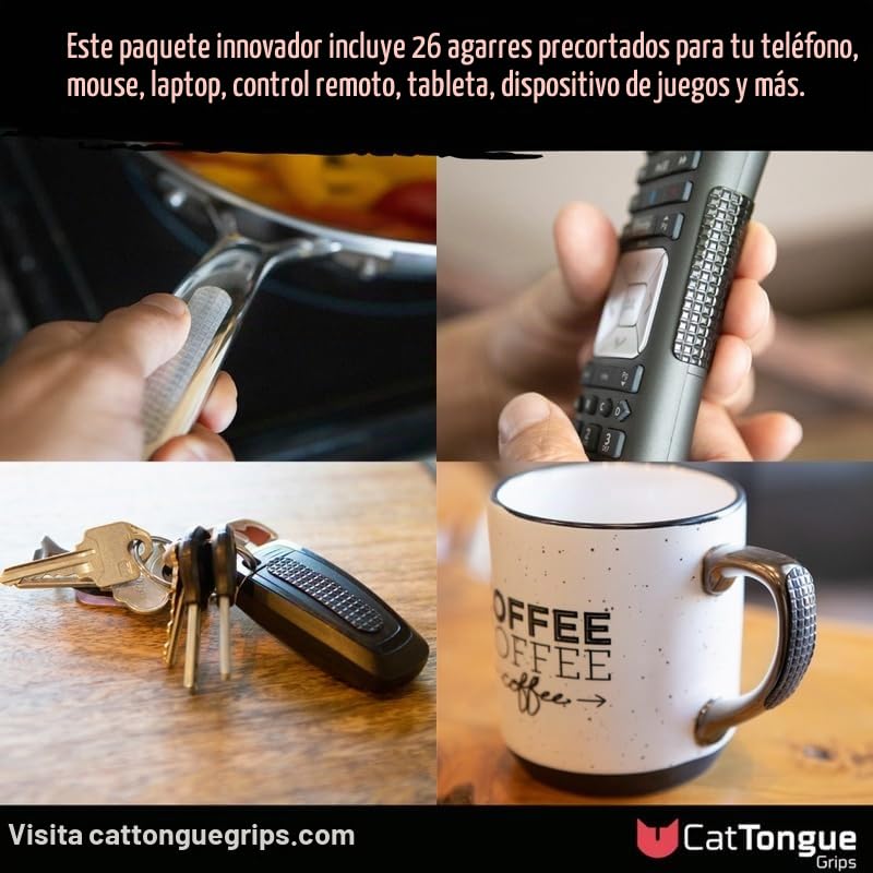 Cinta de Agarre CATTONGUE GRIPS Negra Duradera para Teléfono Celular y Dispositivos de Juego