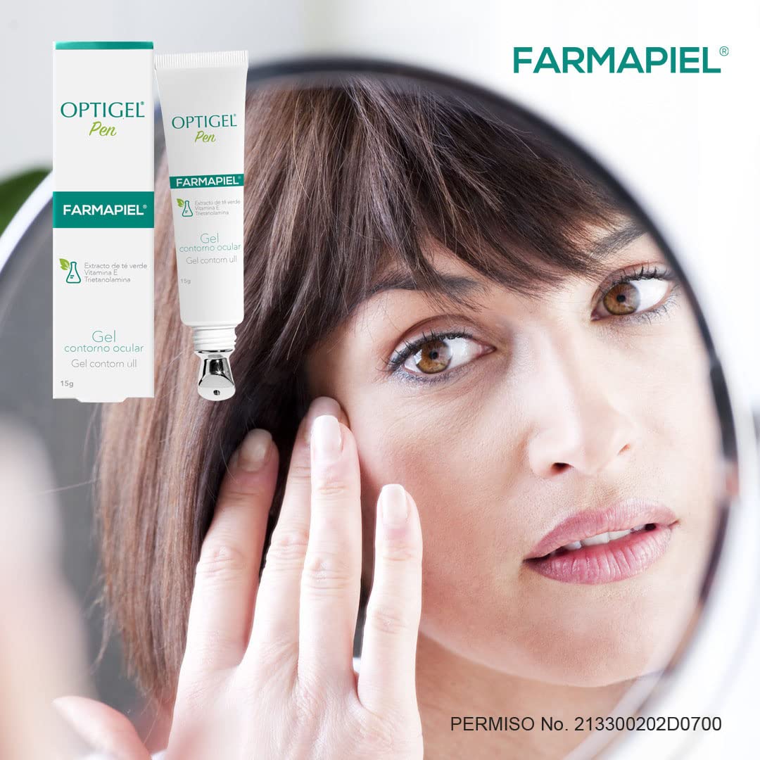OPTIGEL Pen Contorno de Ojos | Gel Reafirmante | Tratamiento Antiarrugas Ayuda a Disminuir Bolsas, Ojeras, Líneas de Expresión | Aumenta la Elasticidad | Componentes Antiinflamatorios y Calmantes |15g