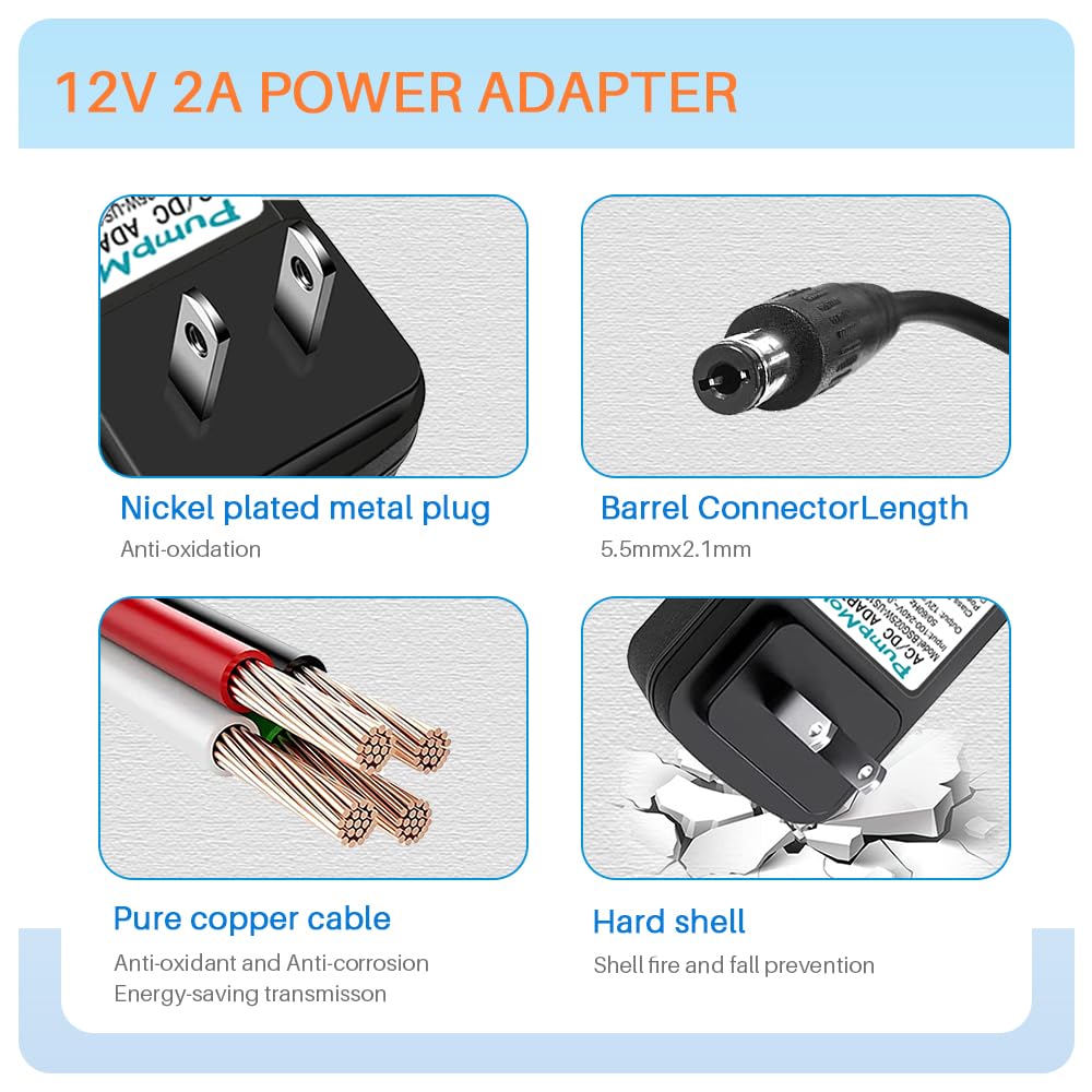 Cargador Adaptador PumpMom-us 12 V 2 A Repuesto para Spectra S1 S2 S100 S200 y Teclado Yamaha PSR YPG YPT