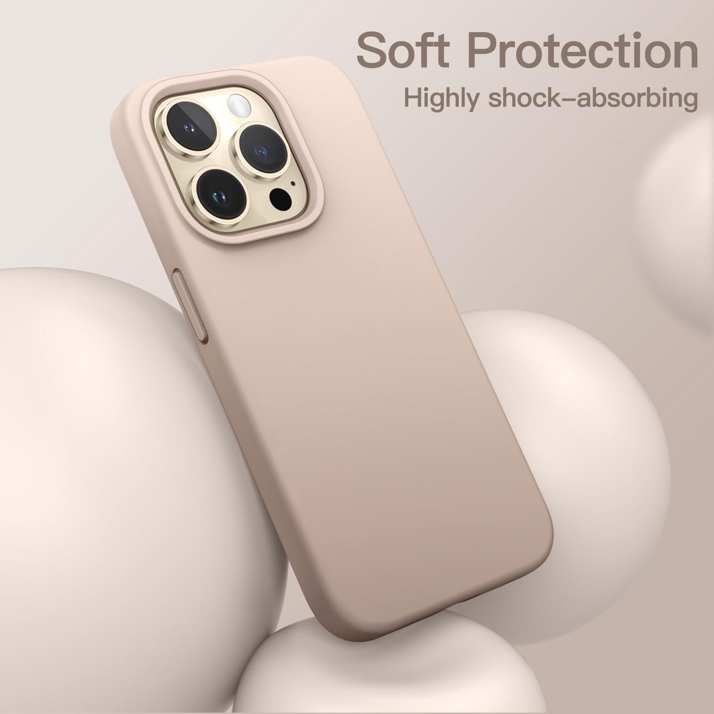 JETech Funda Silicona para iPhone 13 Pro 6,1 Pulgadas, Protectora de Cuerpo Completo con Tacto Suave y Sedoso, Antigolpes Carcasa con Forro de Microfibra (Oro)