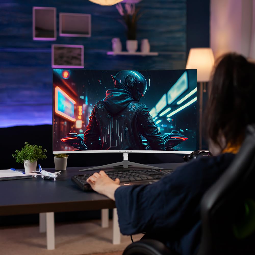 Balam Rush Monitor Gamer Curvo 27" VA/Ultra Earth II MGM27C / FHD R1800 / 180Hz / 1ms / F-Sync/G-Sync/Flicker-Free / 1xHDMI 1.4 + 1xDP 1.2 + 1xTipo C Display + 3.5 mm/VESA 100mm / Legend PEM Blanco