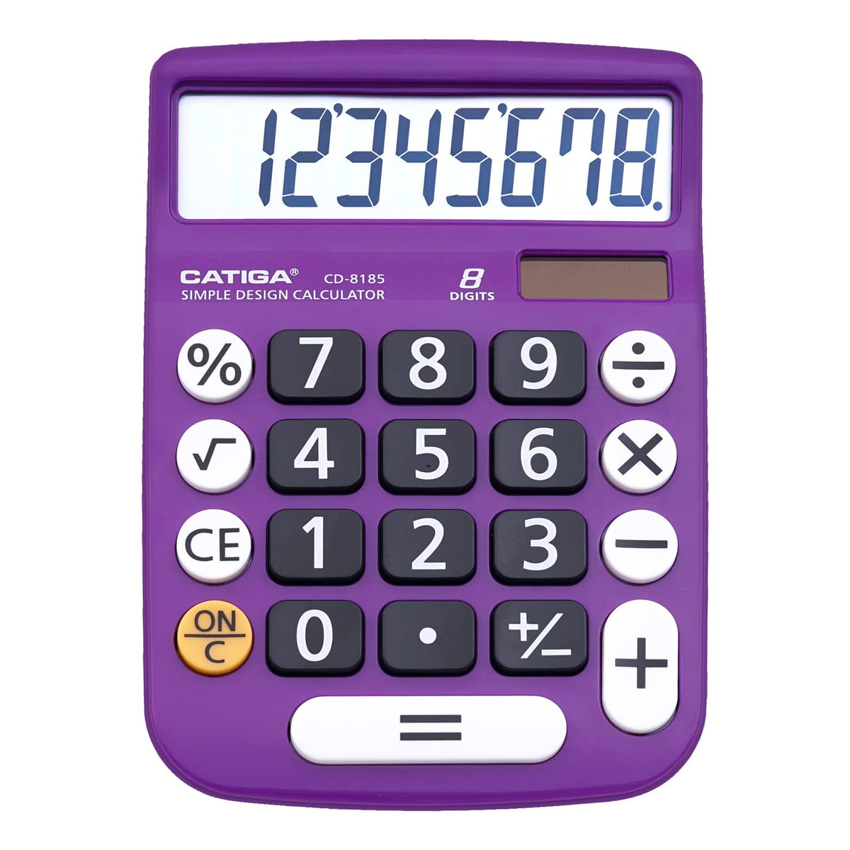 Calculadora Básica CATIGA Negra Energía Solar 8 Dígitos LCD Botones Grandes