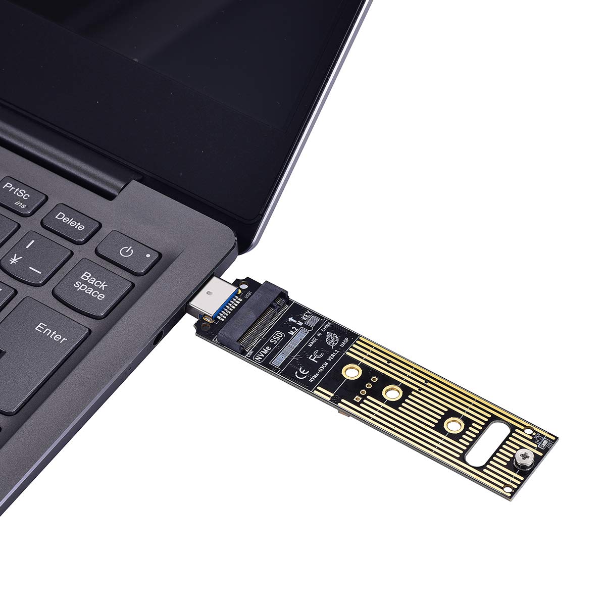 M.2 NVME Adaptador USB 3.1, M-Key M.2 NVME a lector de tarjetas USB 3.1 Gen 2 Chip de puente con 10 Gbps de alto rendimiento, compatible con Samsung 950/960/970 Evo/Pro u otros SSD M.2 con tipo PCI-E