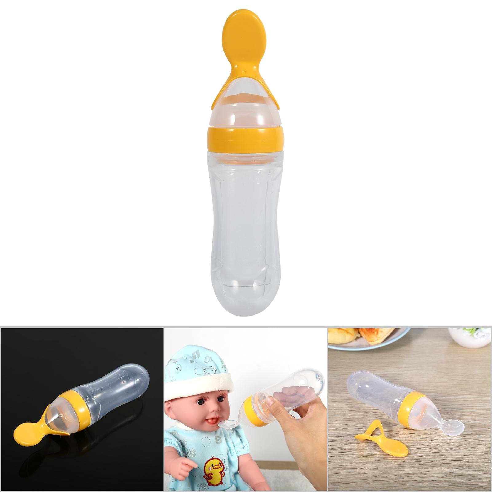Alimentador de Alimentos para Bebés, Biberón de Silicona Exprimible de Dibujos Animados con Cuchara Dispensadora para Bebés, Bebés(#3)