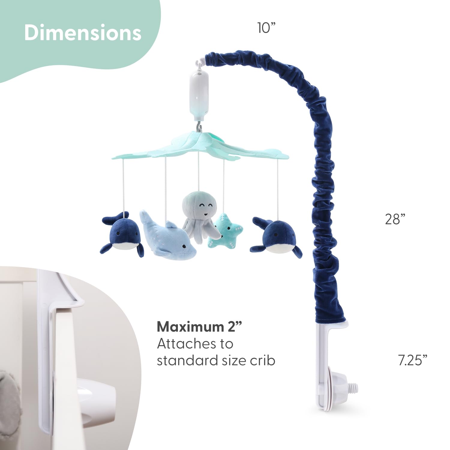 Móvil para Cuna The Peanutshell Azul Claro y Oscuro con 12 Canciones de Cuna decoración Náutica para Bebés Oceánicos