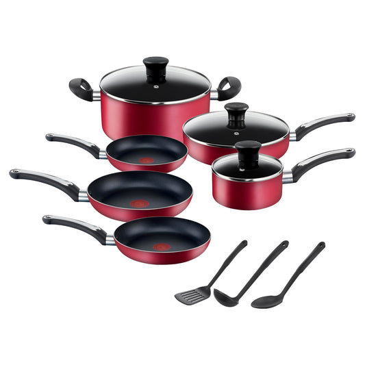 Set de 12 Piezas T-fal Rojo con Termo Señal y Base Difusora