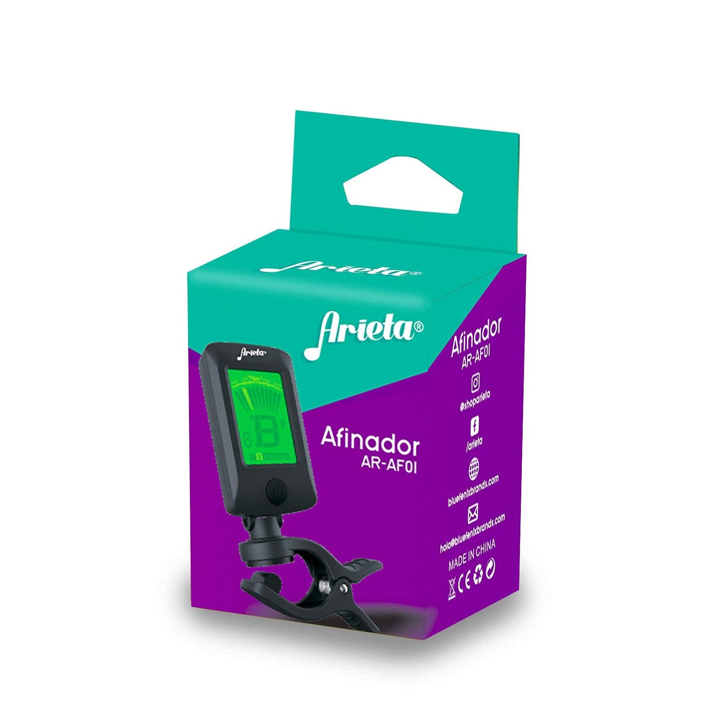 Arieta Afinador de Guitarra/Bajo. Afinador Digital Arpegio con Clip para Guitarra Acustica, Electrica, Bajo, Violin y Ukelele. Sintonizador Electrico. Guitar/Electric Guitar/Bass Tuner