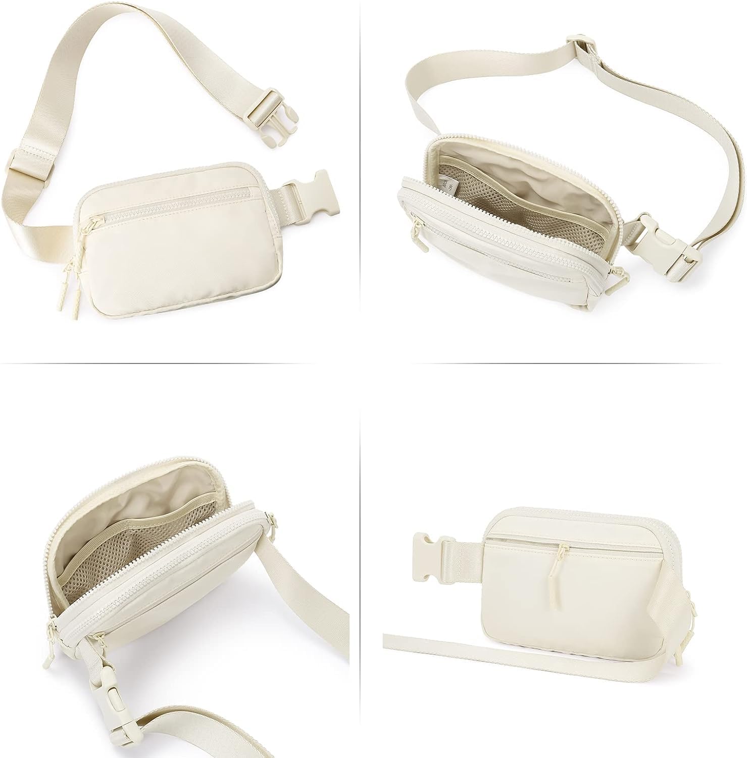CXJYSD Riñonera de moda casual para hombres y mujeres,correa de hombro ajustable multifuncional,bolso cruzado con 4 bolsillos con cremallera, adecuado para hacer ejercicio,correr (Blanco-02)
