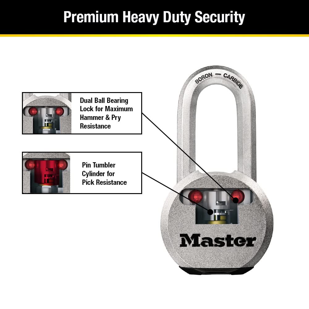 Candado Master Lock Magnum acero sólido plateado resistente a cortes para fenca o cobertizo
