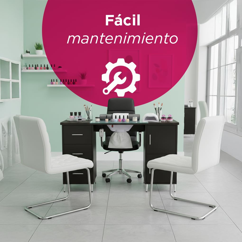 Mesa de Manicura VANLIG Negro Profesional con Colector de Polvo y Cojín