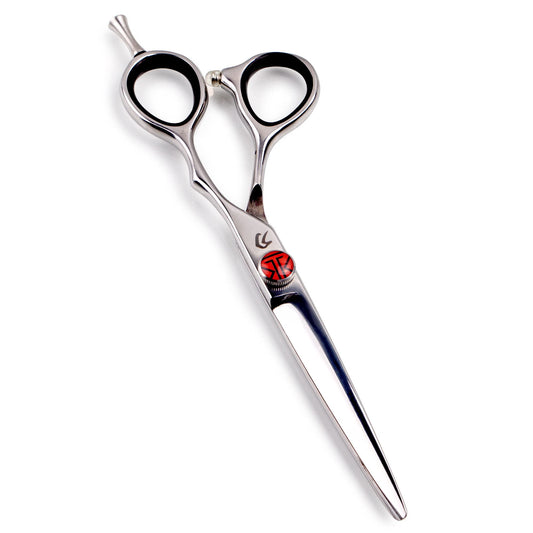 Tijeras de corte de pelo Everlong Katana Clásico Profesional de Acero Inoxidable Japonés 440C con borde de navaja, tijeras de barbero de 16.5 cm con tornillo de ajuste y estuche de cuero