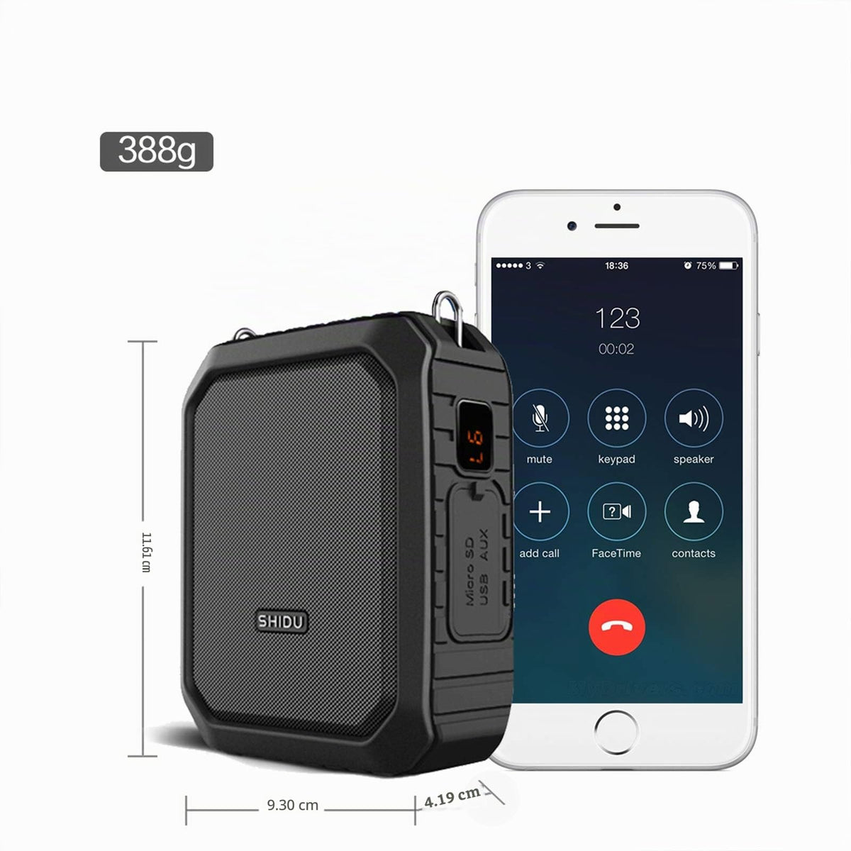 Amplificador de Voz Personal Portátil Impermeable con Micrófono y Banda para la Cintura 18W para Profesores