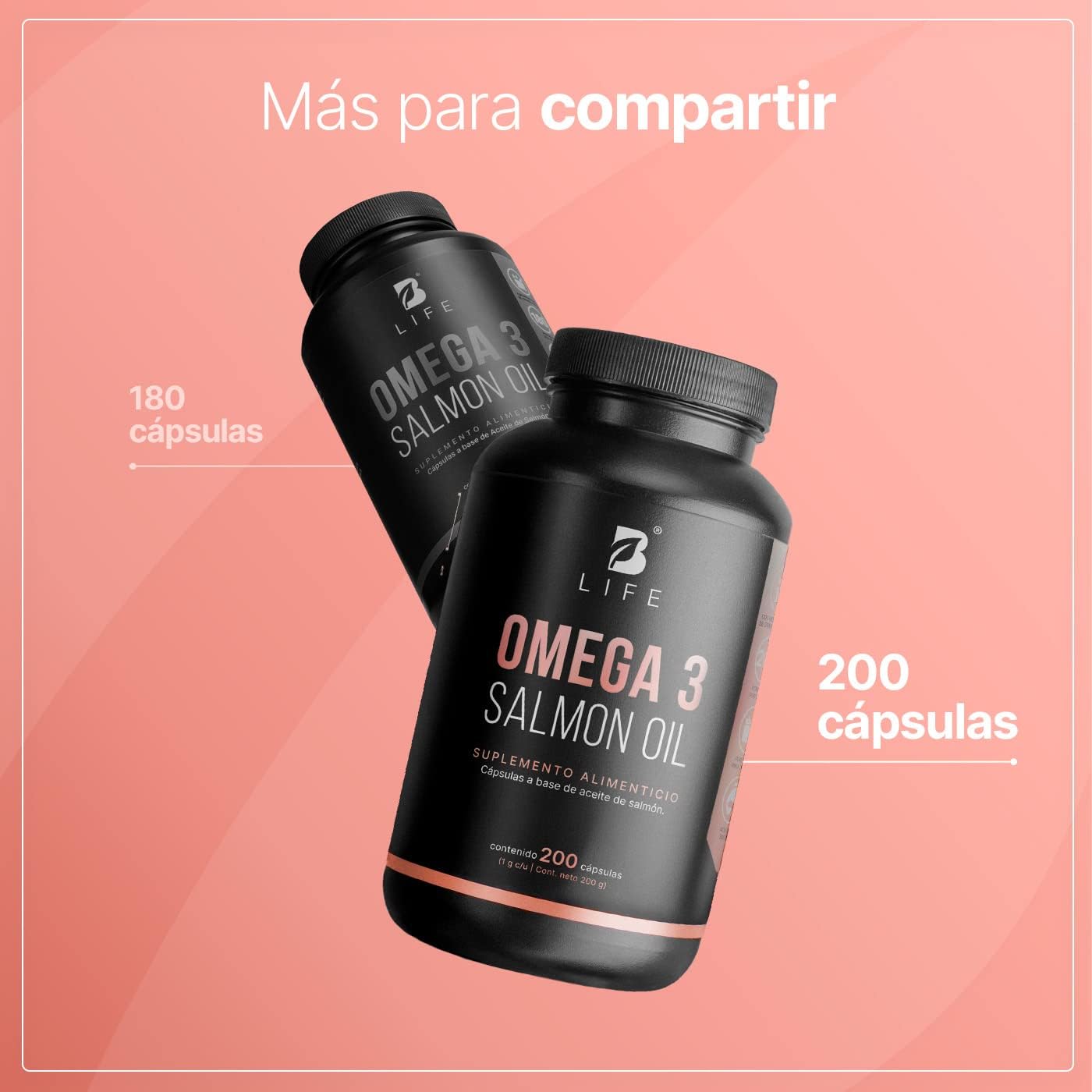 Aceite Omega 3 B Life Salmón Puro 200 Cápsulas 1000 mg Ingredientes Naturales