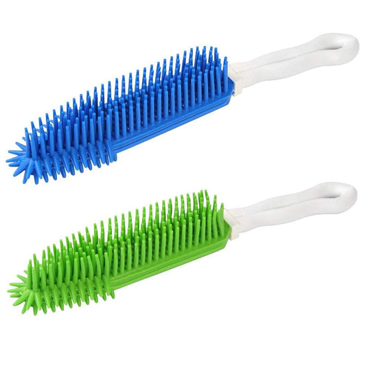 LandHope - Juego de 2 limpiadores de pelo de mascotas, de goma, portátil, para alfombras, ropa, muebles, sofá, asiento de coche, también se utiliza como cepillo de baño para perros y gatos con efecto de masaje (verde + azul)