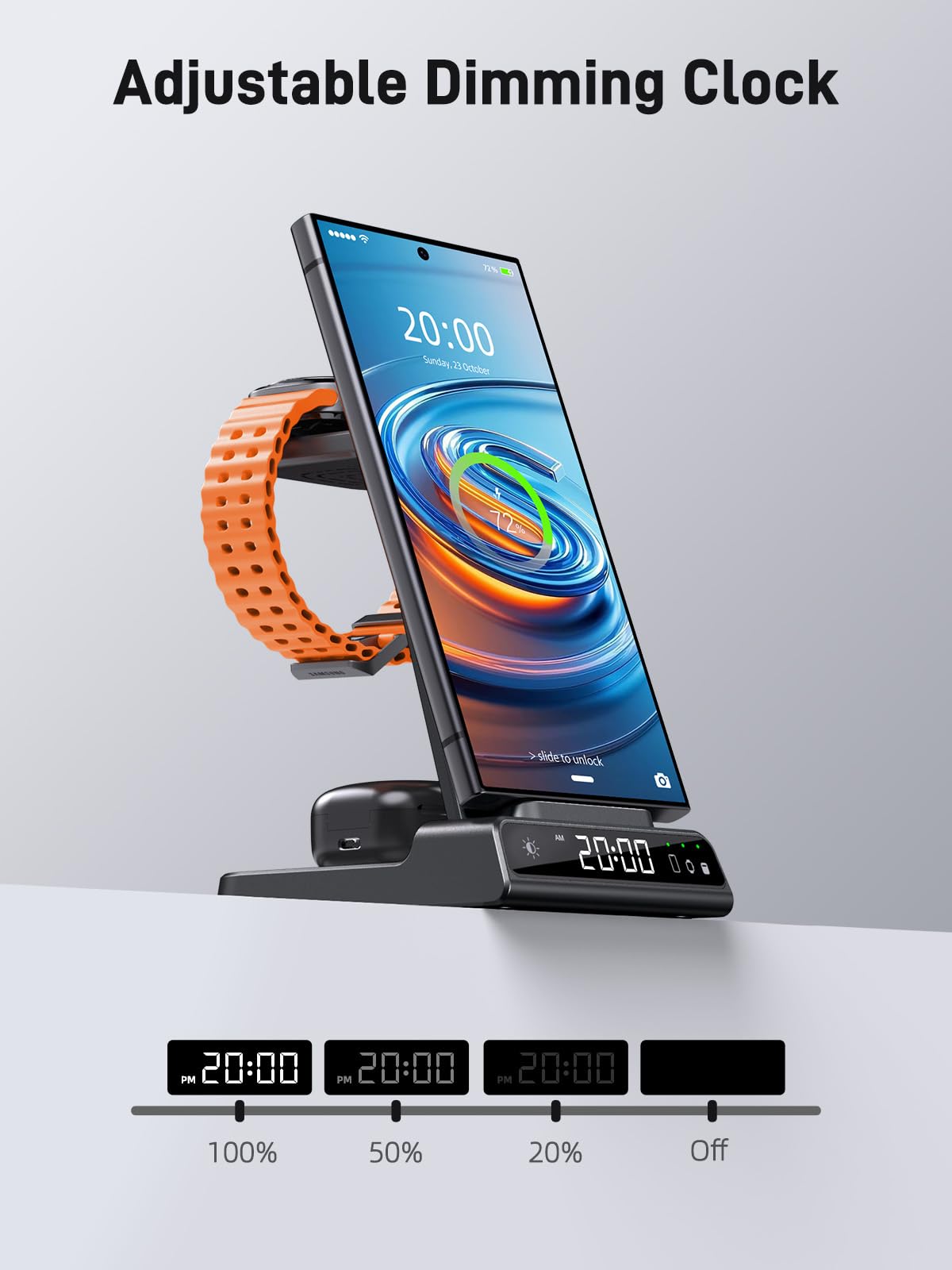 Cargador inalámbrico para estación de carga Samsung, cargador inalámbrico de teléfono Android 3 en 1 para Samsung Galaxy S24 Ultra/S23 Ultra/Z Flip 5/Fold 5/Bud, cargador para Galaxy Watch 6/5/4 (solo