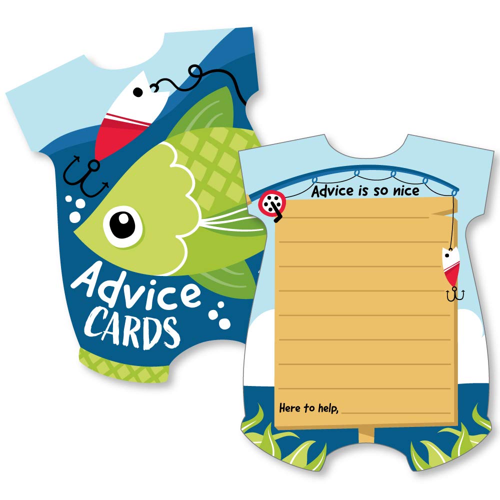 Big Dot of Happiness Let's Go Fishing – Body de bebé tarjeta de deseos con tema de peces actividades de baby shower – juego de tarjetas de consejo en forma – Juego de 20